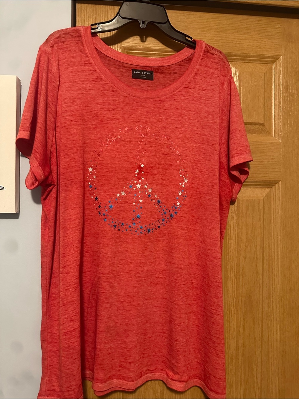 Lane Bryant Coral Red Star Peace Graphic Tee